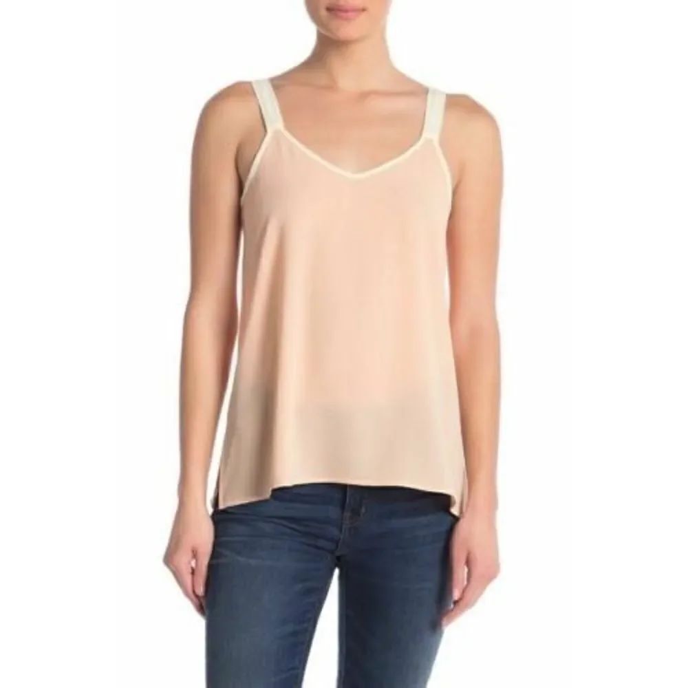 NWT Womens Nordstrom Rack Bobeau Peach Contrast Trim V-Neck Cami Tank Top - Sz M